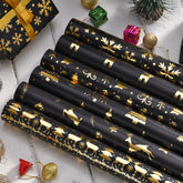 Vintage Black Gold Elk Snowflake Christmas Tree Wrapping Paper